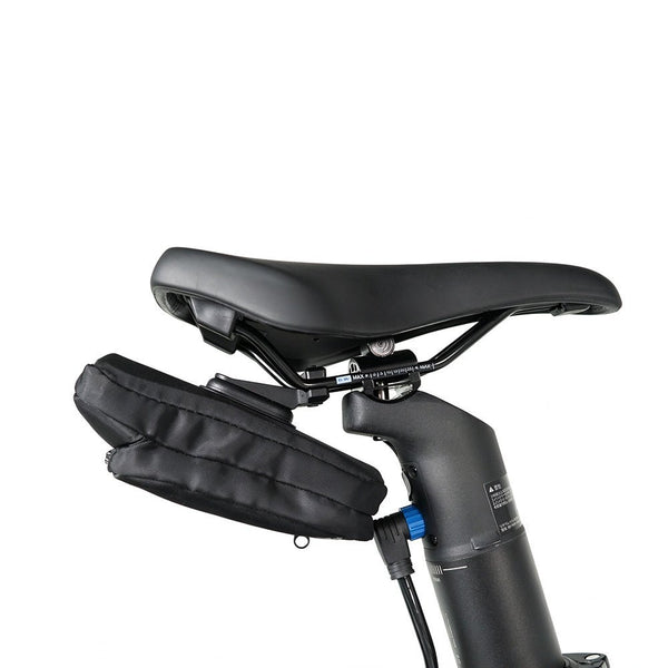 The ADO AQS Mag Phone Bag securely mounted on the bicycle, providing convenient and quick access to your smartphone while riding.