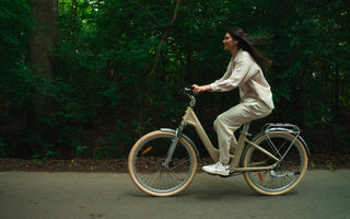Urban commuter riding a road-legal electric bike under UK e-bike regulations
