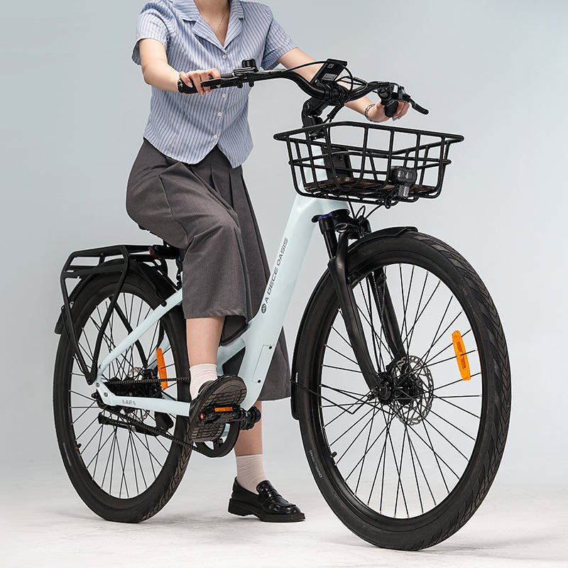 ADO Air 28 electric bike with front basket  Black