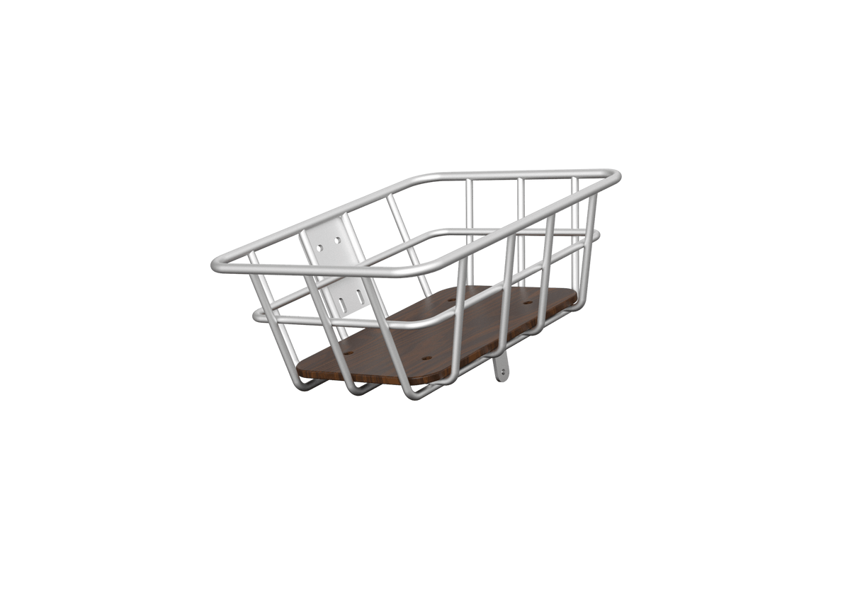Front view of the ADO e-bike front basket Silver