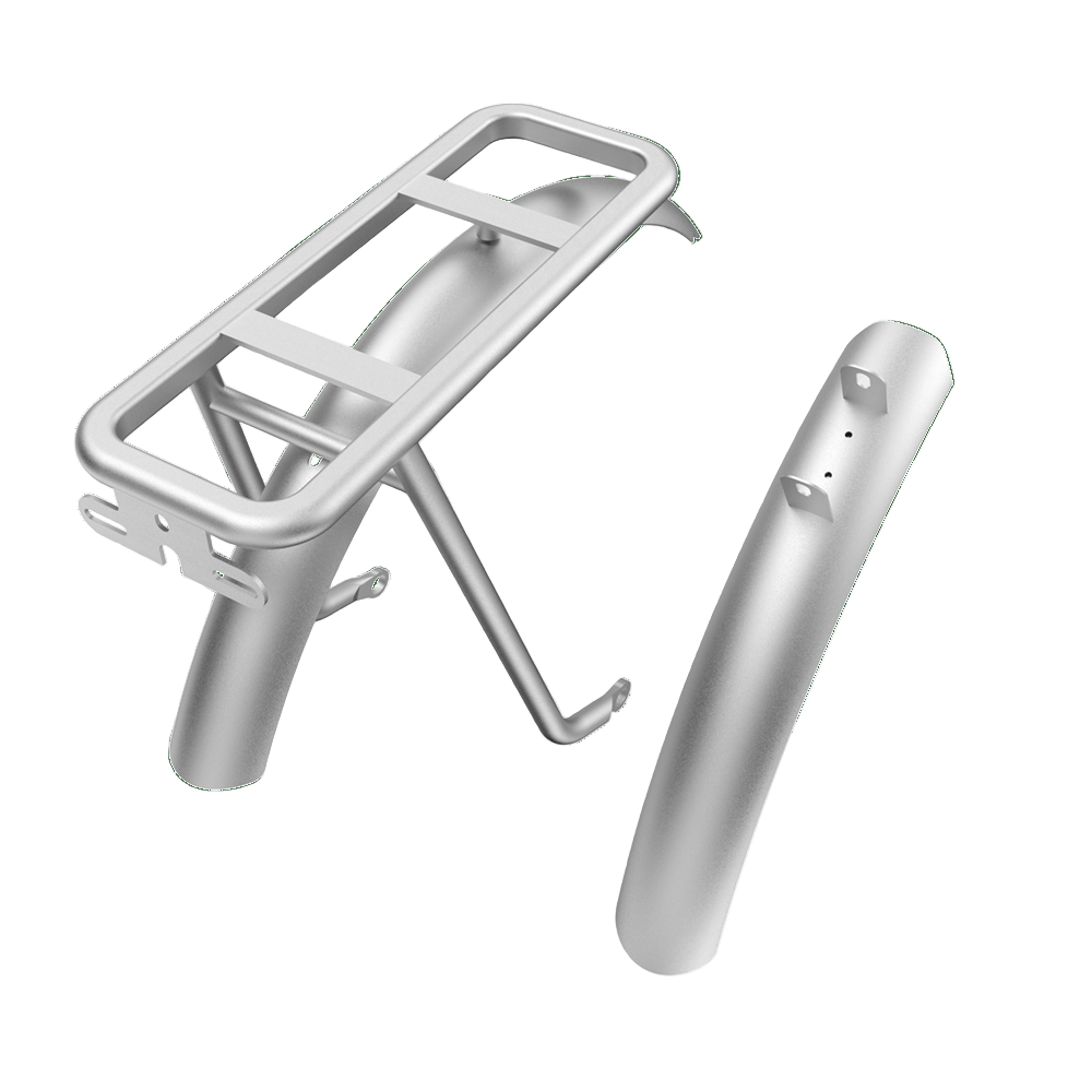 ADO Air Carbon folding ebike Aluminum Fenders & Rear Carrier Silver Black