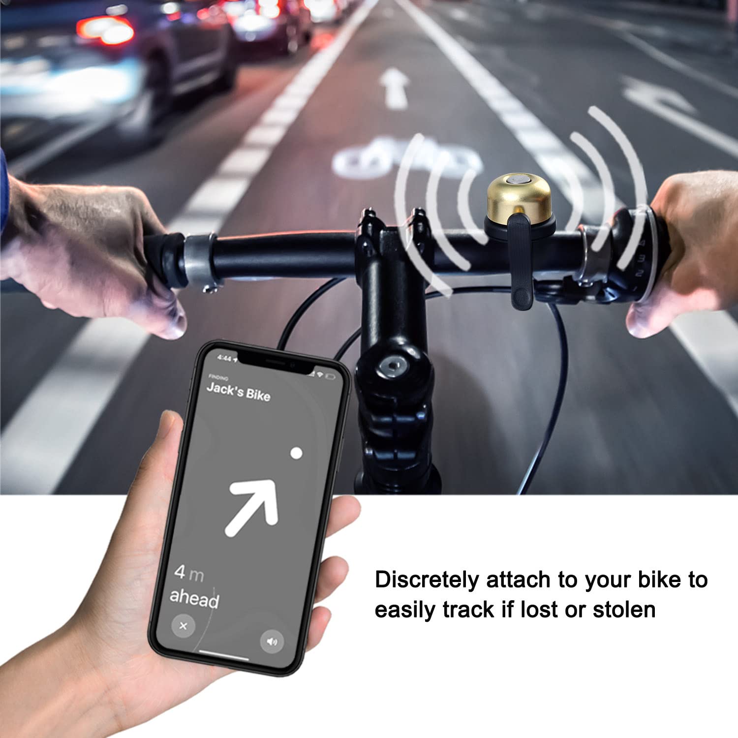 Classic Bike Bell for AirTag Anti-Theft E-Bike Black