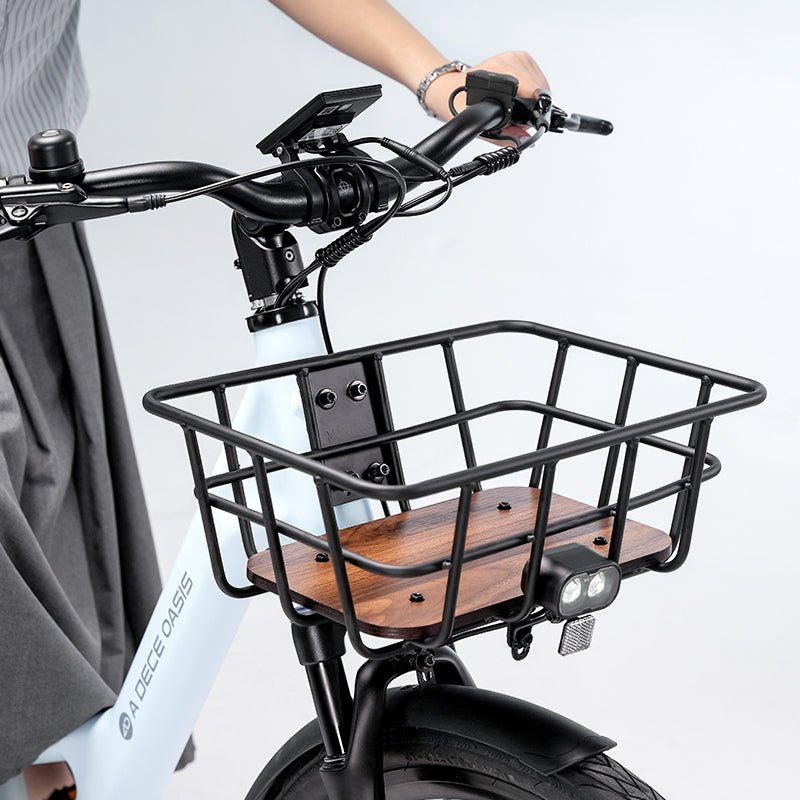 Front basket installed on an ADO electric bike Black